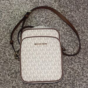 Michael Kors Cream and Brown Crossbody Bag